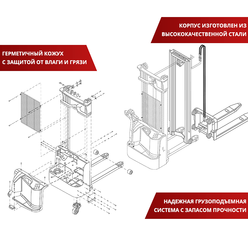 Фото 77 - Самоходный Штабелер AX-3512 OXLIFT 3,5 м 1200 кг.
